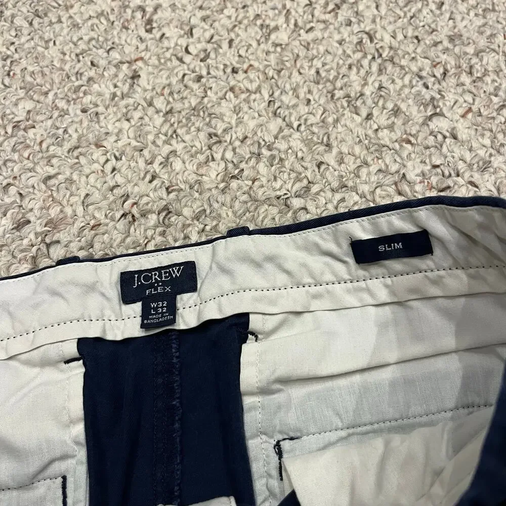 J Crew Slim Fit Flex Chino Pant Mens 32x32 Navy Classic Casual Work Preppy